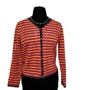 Christina Rotelli Sequined Metallic Cardigan M
